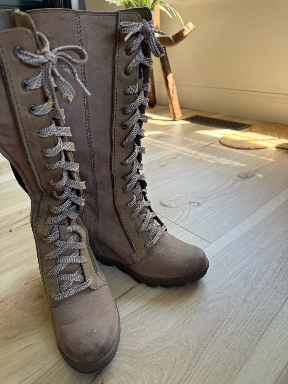 Sorel Lace-Up Tall Women's Boots in Taupe